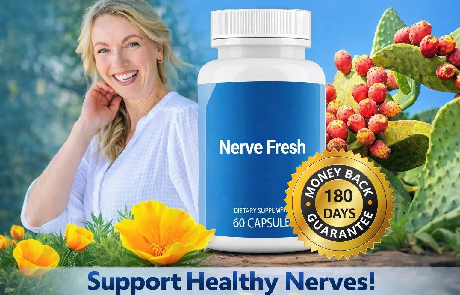 Nerve Fresh Male Vitality Supplement Bottle